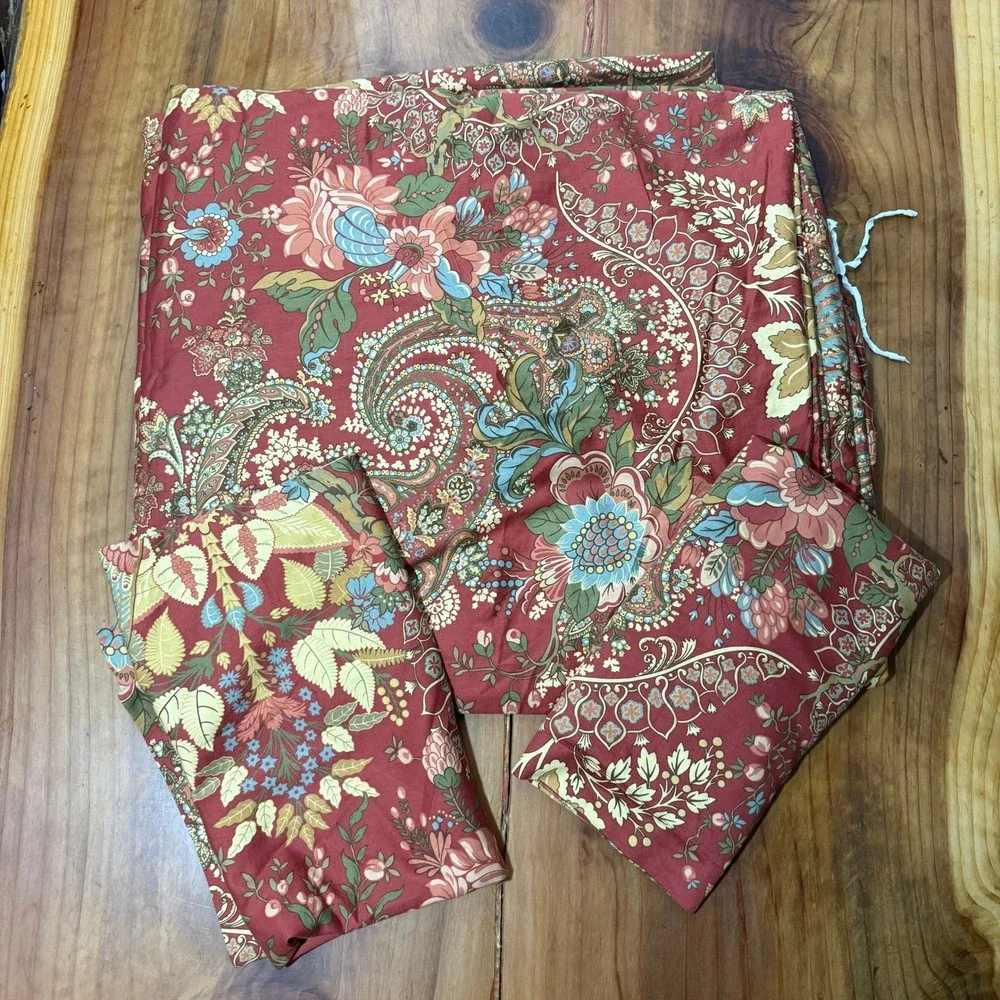 Pottery Barn Clara Palampore Floral Duvet 2 Pillow Shams Cotton Queen